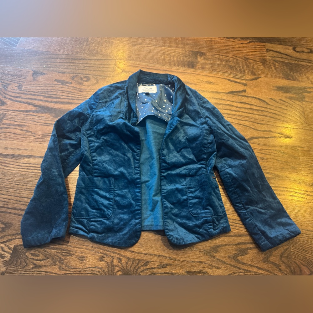 Ruum teal Blue velvet like Kids Blazer